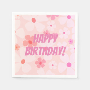 Servilleta De Papel Cumpleaños Feliz Poder de Flor de Melocotón