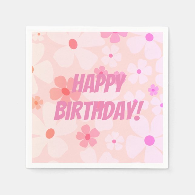Servilleta De Papel Cumpleaños Feliz Poder de Flor de Melocotón (Anverso)