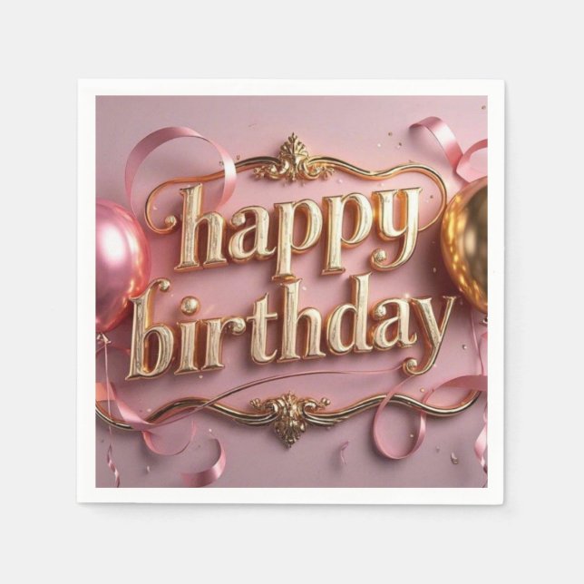 Servilleta De Papel Cumpleaños femenino lujoso elegante extravagante (Anverso)