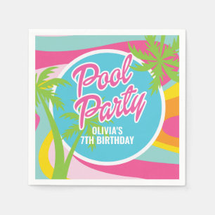 Servilleta De Papel Cumpleaños Fiesta en la Piscina de Malibu Rosa