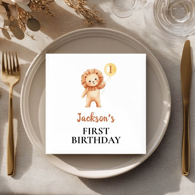 Servilleta De Papel Cumpleaños Fiesta Globo León Lindo Uno Salvaje (Subido por el creador)