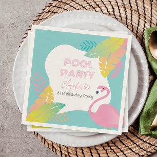 Servilleta De Papel Cumpleaños Fiesta Tropical de Piscina Flamingo Ros