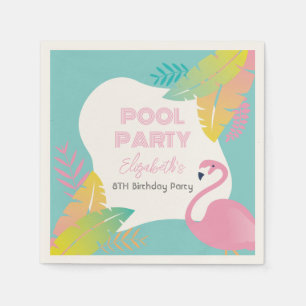 Servilleta De Papel Cumpleaños Fiesta Tropical de Piscina Flamingo Ros