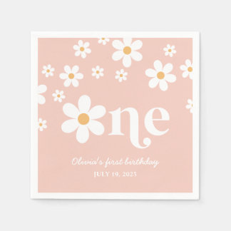 Servilleta De Papel Cumpleaños floral de Daisy 1 año
