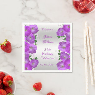Servilleta De Papel Cumpleaños Floral de Petunias Hermosas y Elegantes