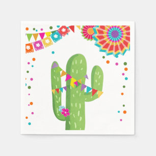 Servilleta De Papel Cumpleaños floral del cactus mexicano de la