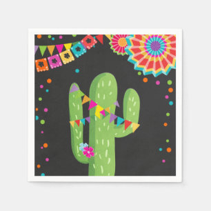 Servilleta De Papel Cumpleaños floral del cactus mexicano de la