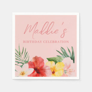 Servilleta De Papel Cumpleaños Floral Hawaiano Melocotón