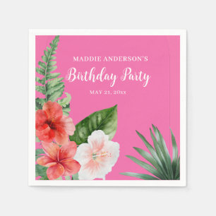 Servilleta De Papel Cumpleaños floral hawaiano rosa