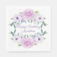 Cumpleaños floral personalizado de lavanda lila pú