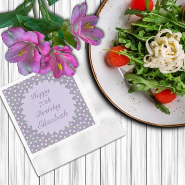 Servilleta De Papel Cumpleaños Floral Púrpura (Subido por el creador)