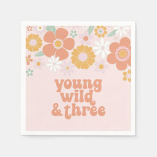 Servilleta De Papel Cumpleaños floral retro Young Wild Three
