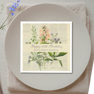 Servilleta De Papel Cumpleaños floral vintage 80