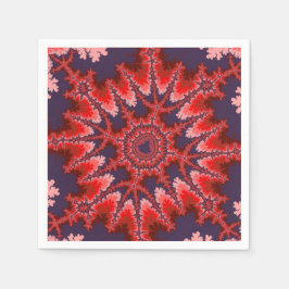 Servilleta De Papel Cumpleaños Fractal Rojo, Azul y Rosa