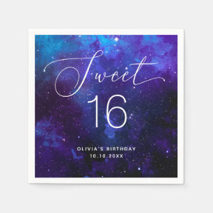 Servilleta De Papel Cumpleaños Galaxy Sweet 16   Fiesta Cósmica Diecis