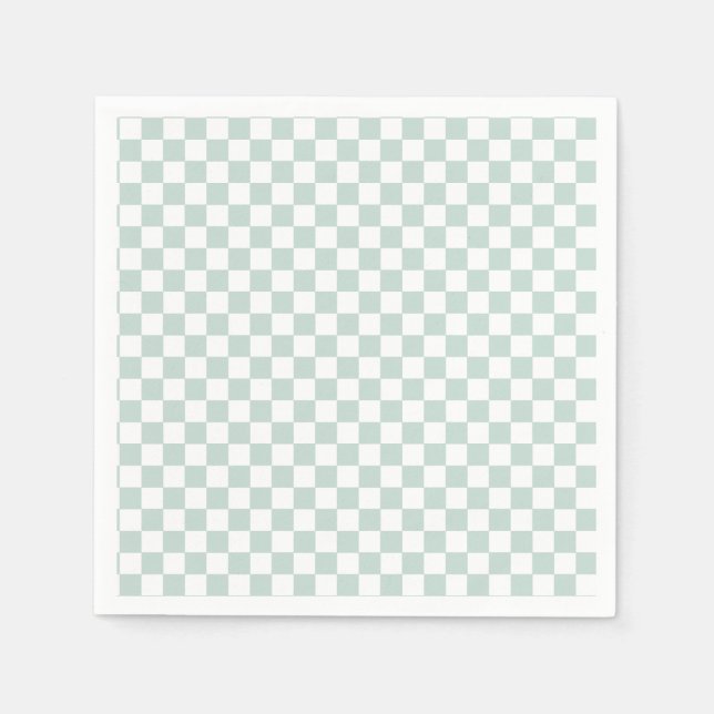 Servilleta De Papel Cumpleaños Green Retro Checker (Anverso)