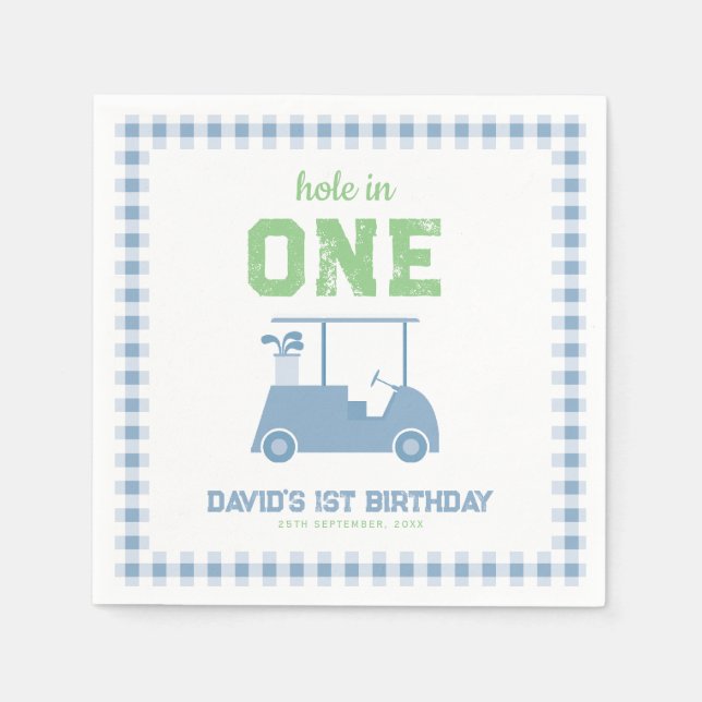 Servilleta De Papel Cumpleaños Hole in One Par Tee Boy 1st (Anverso)