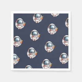 Servilleta De Papel Cumpleaños Hombre Espacial Cohete Nave Luna