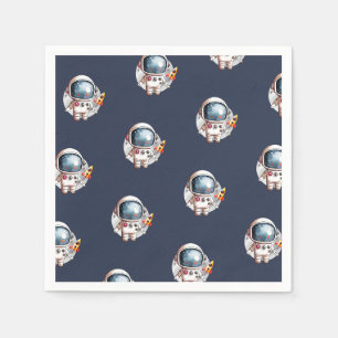 Servilleta De Papel Cumpleaños Hombre Espacial Cohete Nave Luna