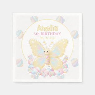 Servilleta De Papel Cumpleaños infantil Mariposa Malvavisco Amarillo
