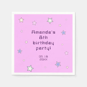 Servilleta De Papel Cumpleaños infantil Rosa Claro Estrellas Pasado Cu