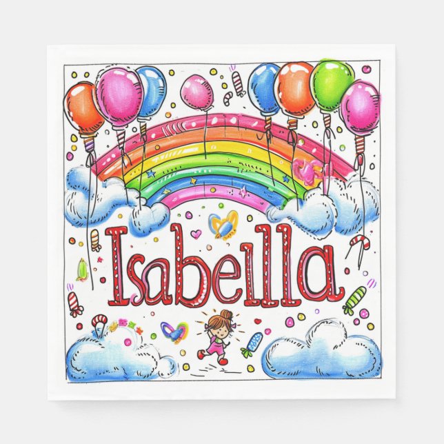Servilleta De Papel Cumpleaños, Isabella (Anverso)