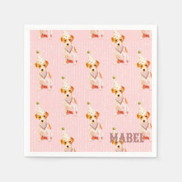 Servilleta De Papel Cumpleaños Jack Russell Dog Fiesta Gorra Pink Pers