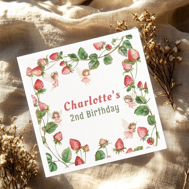 Servilleta De Papel Cumpleaños jardín de hadas encantado de fresa (Subido por el creador)
