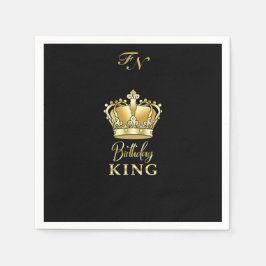 Servilleta De Papel Cumpleaños King Gold Crown Royal Monogram Luxury