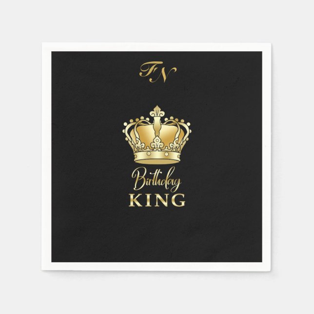Servilleta De Papel Cumpleaños King Gold Crown Royal Monogram Luxury (Anverso)