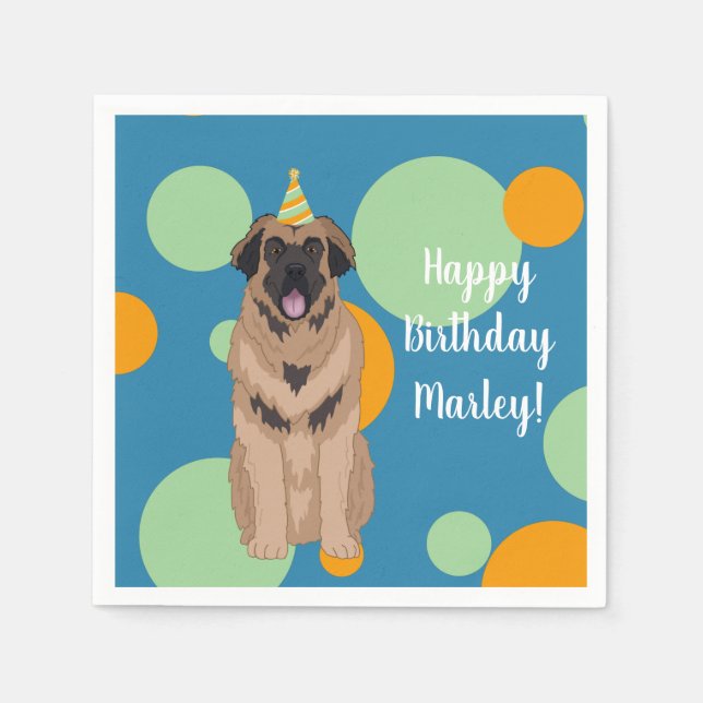 Servilleta De Papel Cumpleaños Leonberger (Anverso)