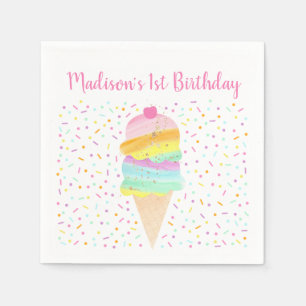 Servilleta De Papel Cumpleaños lindo del helado del arco iris