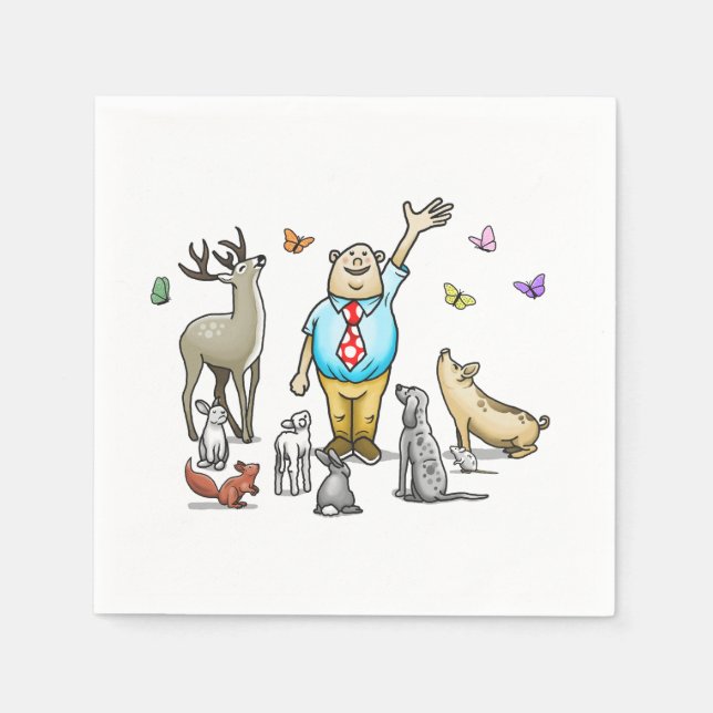 Servilleta De Papel Cumpleaños Llamando a Todos los Animales (Anverso)