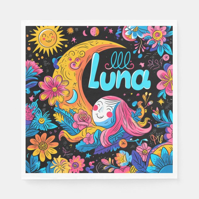Servilleta De Papel Cumpleaños Luna (Anverso)