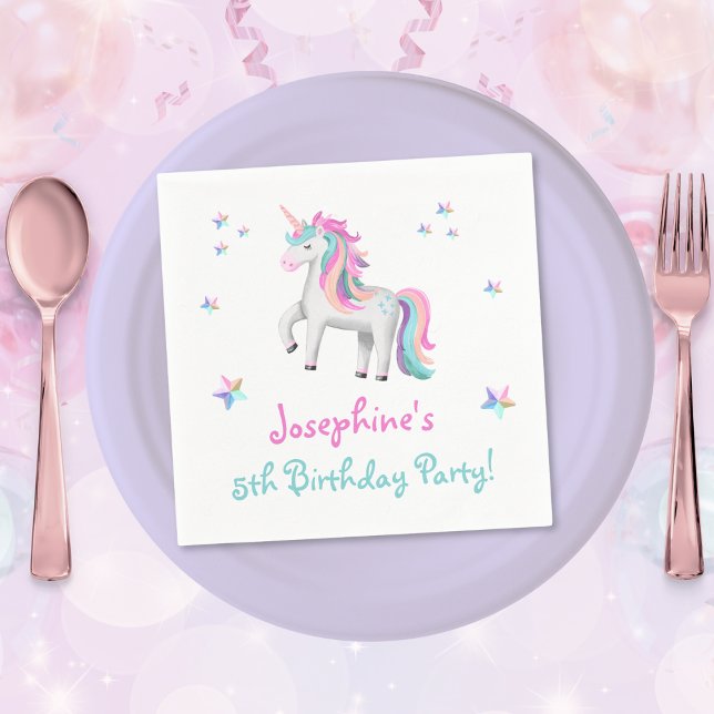 Servilleta De Papel Cumpleaños mágico de niños unicornios (Mockup View
)