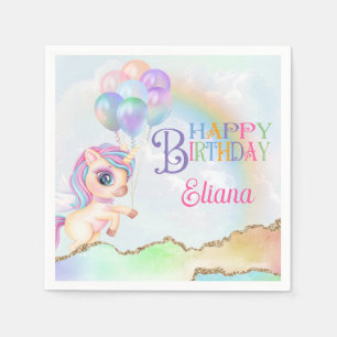 Servilleta De Papel Cumpleaños mágico de Rainbow Unicorn
