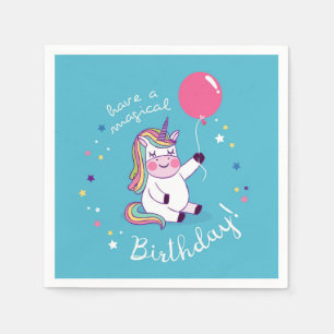 Servilleta De Papel Cumpleaños mágico de Unicornio