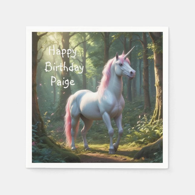 Servilleta De Papel Cumpleaños mágico de unicornio (Anverso)