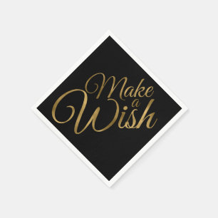 Servilleta De Papel Cumpleaños Make a Wish Black & Gold
