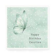 Cumpleaños Mariposa Menta Puntos Blancos