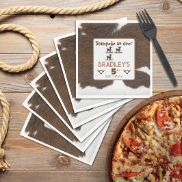 Servilleta De Papel Cumpleaños marrón estampida de ganado con estampad