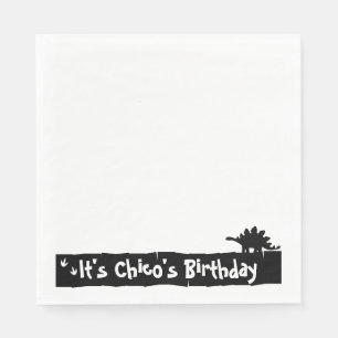 Servilleta De Papel Cumpleaños Minimalista de Dinos: Diseño de Stegosa