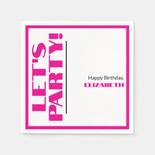 Servilleta De Papel Cumpleaños minimalista moderno sin edad azul y ros