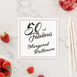 Servilleta De Papel Cumpleaños moderno cincuenta y fabuloso negrita 50