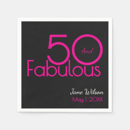Servilleta De Papel Cumpleaños moderno cincuenta y fabuloso negrita 50
