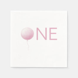 Servilleta De Papel Cumpleaños moderno de niña con globos rosados suav