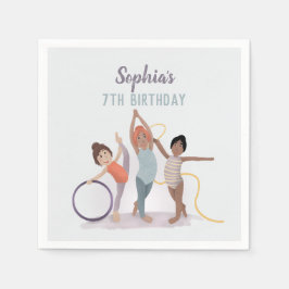 Servilleta De Papel Cumpleaños moderno de niñas gimnasia morado