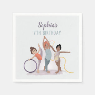 Servilleta De Papel Cumpleaños moderno de niñas gimnasia morado