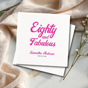 Servilleta De Papel Cumpleaños moderno de ochenta y fabuloso rosa 80 
