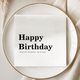 Servilleta De Papel Cumpleaños Moderno en Blanco y Negro
